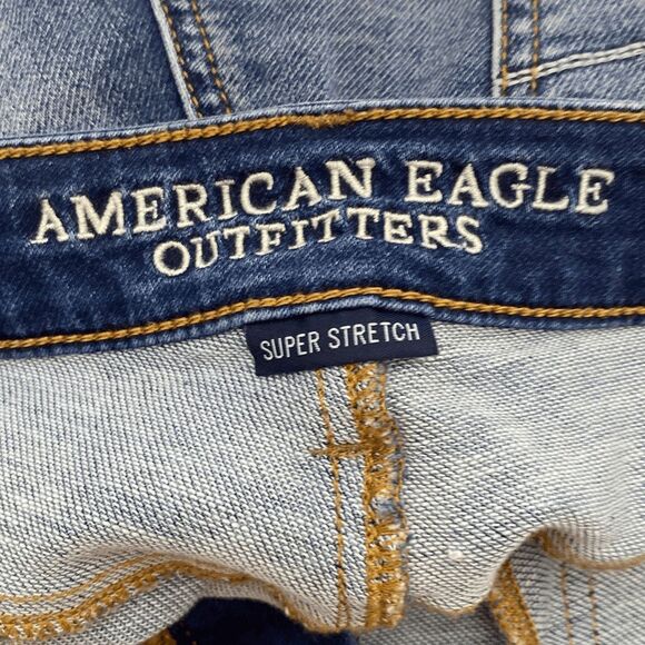 American Eagle Outfitters Women's Blue Whiskering Super Stretch Jegging Size 10 - Picture 7 of 9